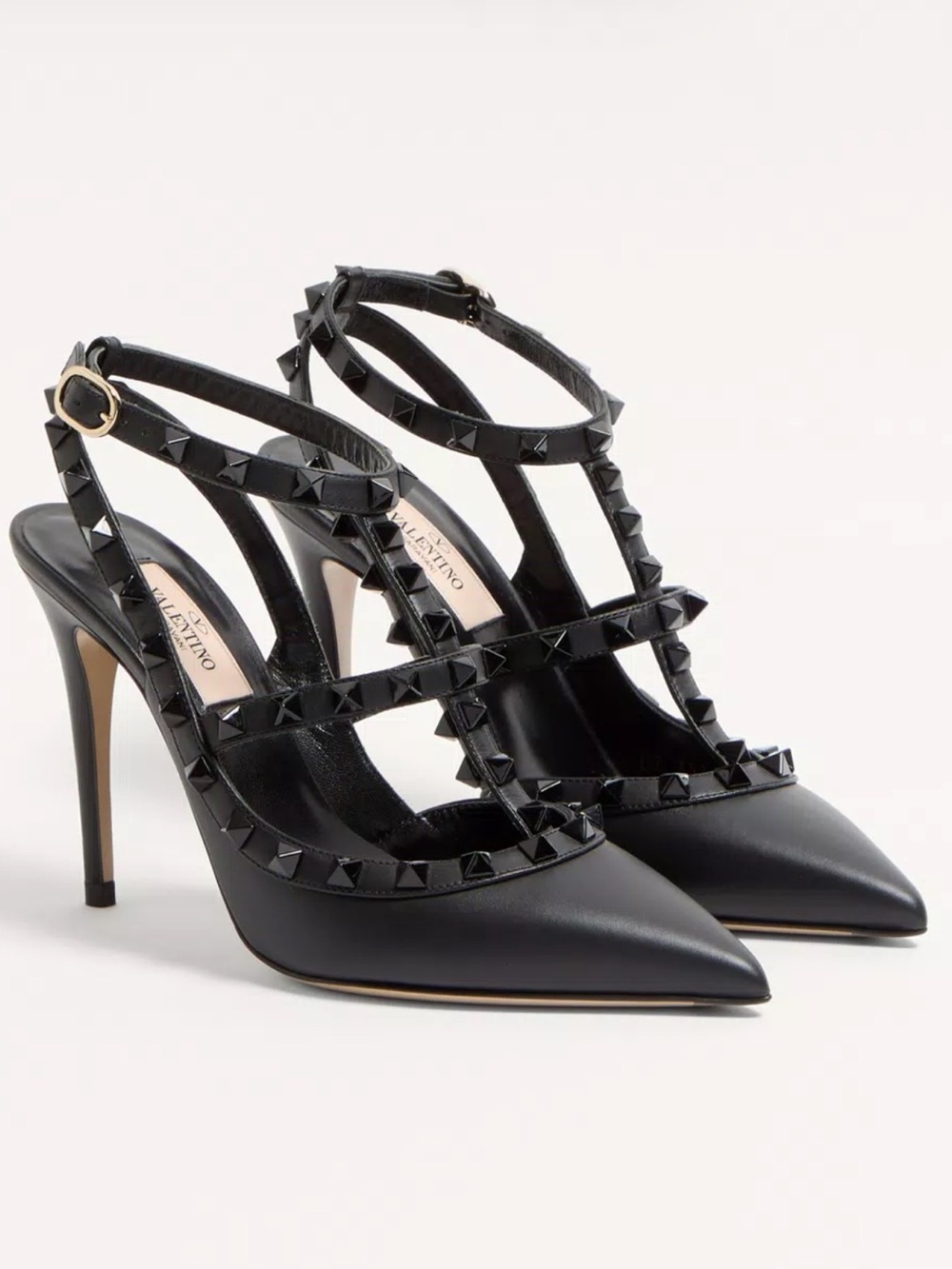 Velentino Rockstud Ankle Strap Pump With Tonal Studs 100 Mm